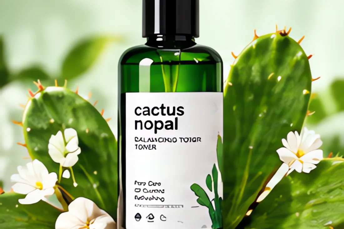 Lọ kem dưỡng ẩm đặt cạnh những chiếc lá xanh trên bàn gỗ